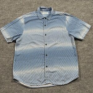 Tommy Bahama Shirt Mens Large Blue The‎ Veracruz Cay Geometric Gradient Print